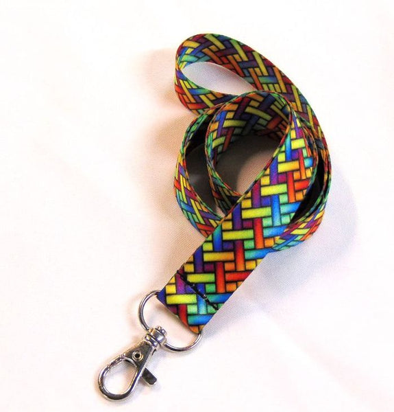 BRIGHT HERRINGBONE printed lanyard 20mm for ID & keys.