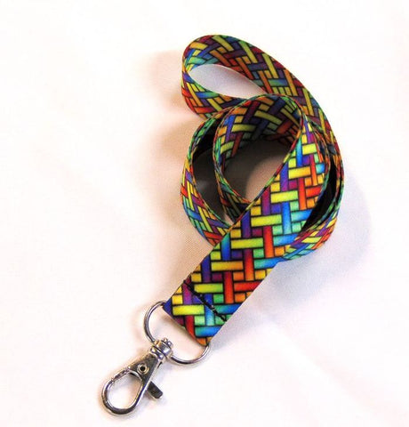 BRIGHT HERRINGBONE printed lanyard 20mm for ID & keys.
