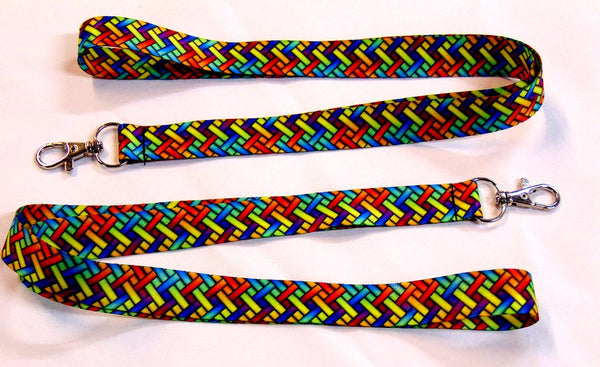 BRIGHT HERRINGBONE printed lanyard 20mm for ID & keys.