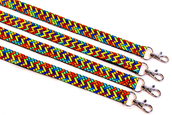 BRIGHT HERRINGBONE printed lanyard 20mm for ID & keys.