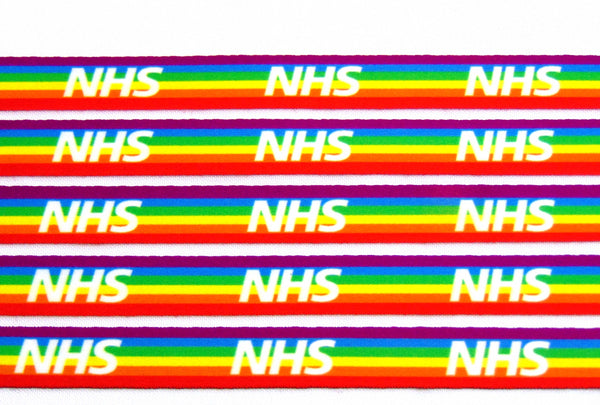NHS 'rainbow' 10mm printed lanyard with safety breakaway