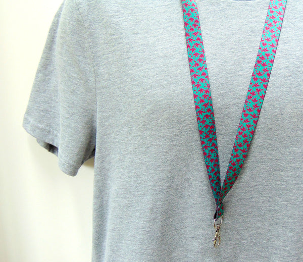PINK PALM TREES printed lanyard 20mm for ID & keys.