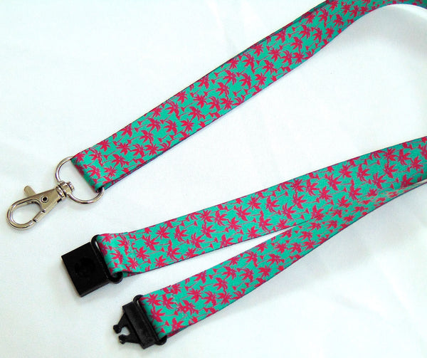 PINK PALM TREES printed lanyard 20mm for ID & keys.