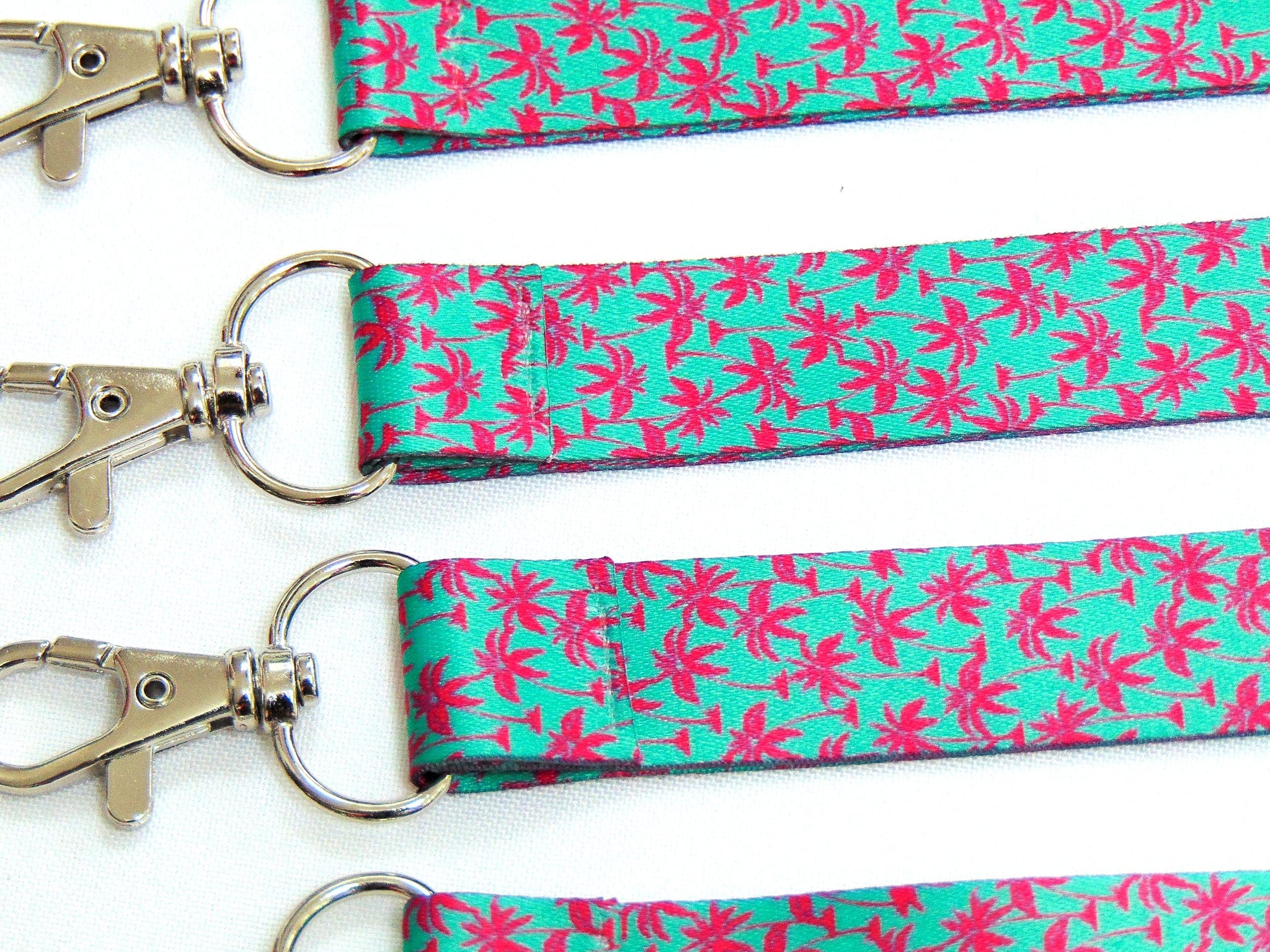 PINK PALM TREES printed lanyard 20mm for ID & keys.