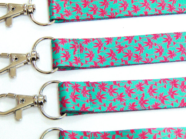 PINK PALM TREES printed lanyard 20mm for ID & keys.