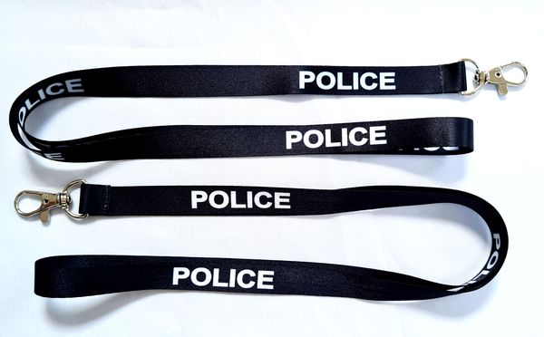 POLICE print 15mm lanyard for ID, keys, etc. Free UK post.