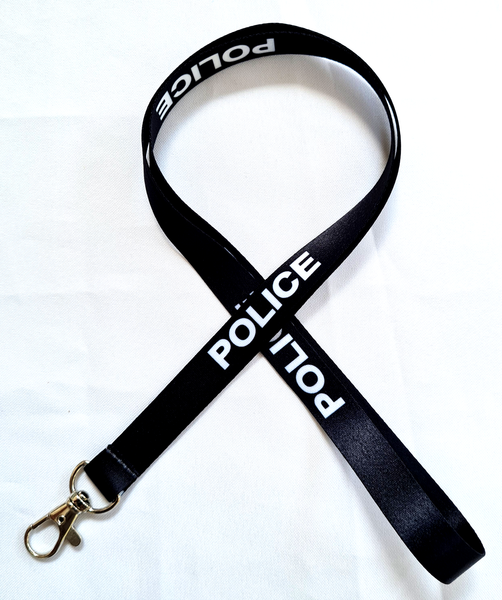 POLICE print 15mm lanyard for ID, keys, etc. Free UK post.