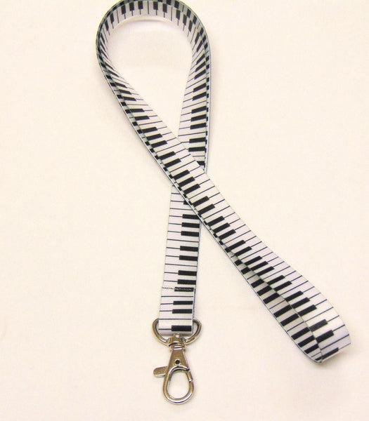 PIANO KEYS pattern neck strap lanyard 15mm for ID & keys. Free UK post.