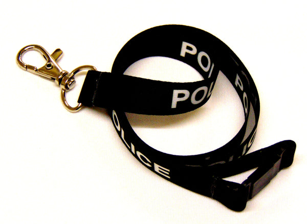 POLICE print 15mm lanyard for ID, keys, etc. Free UK post.