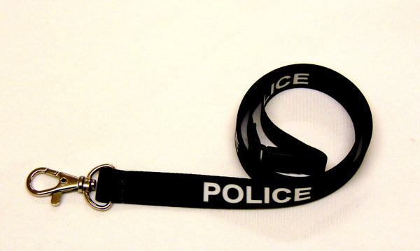 POLICE print 15mm lanyard for ID, keys, etc. Free UK post.