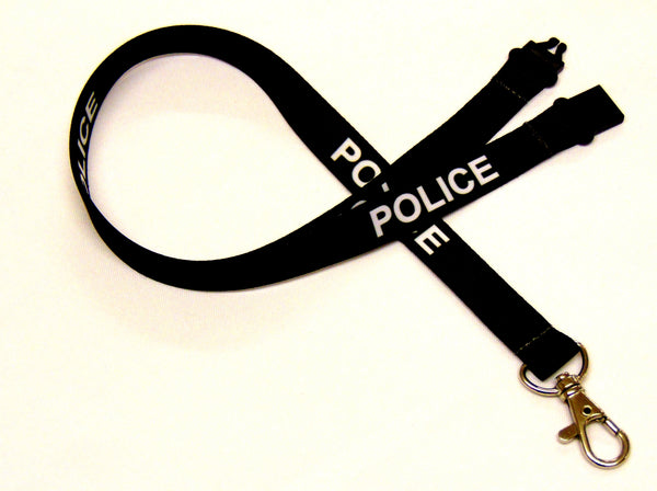 POLICE print 15mm lanyard for ID, keys, etc. Free UK post.