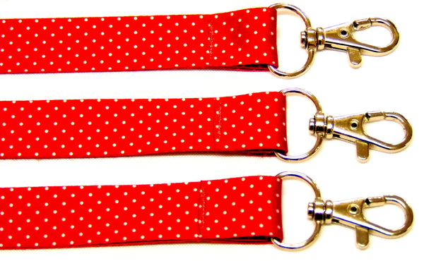 POLKA DOT RED printed lanyard 20mm for ID & keys.