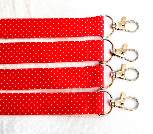 POLKA DOT RED printed lanyard 20mm for ID & keys.