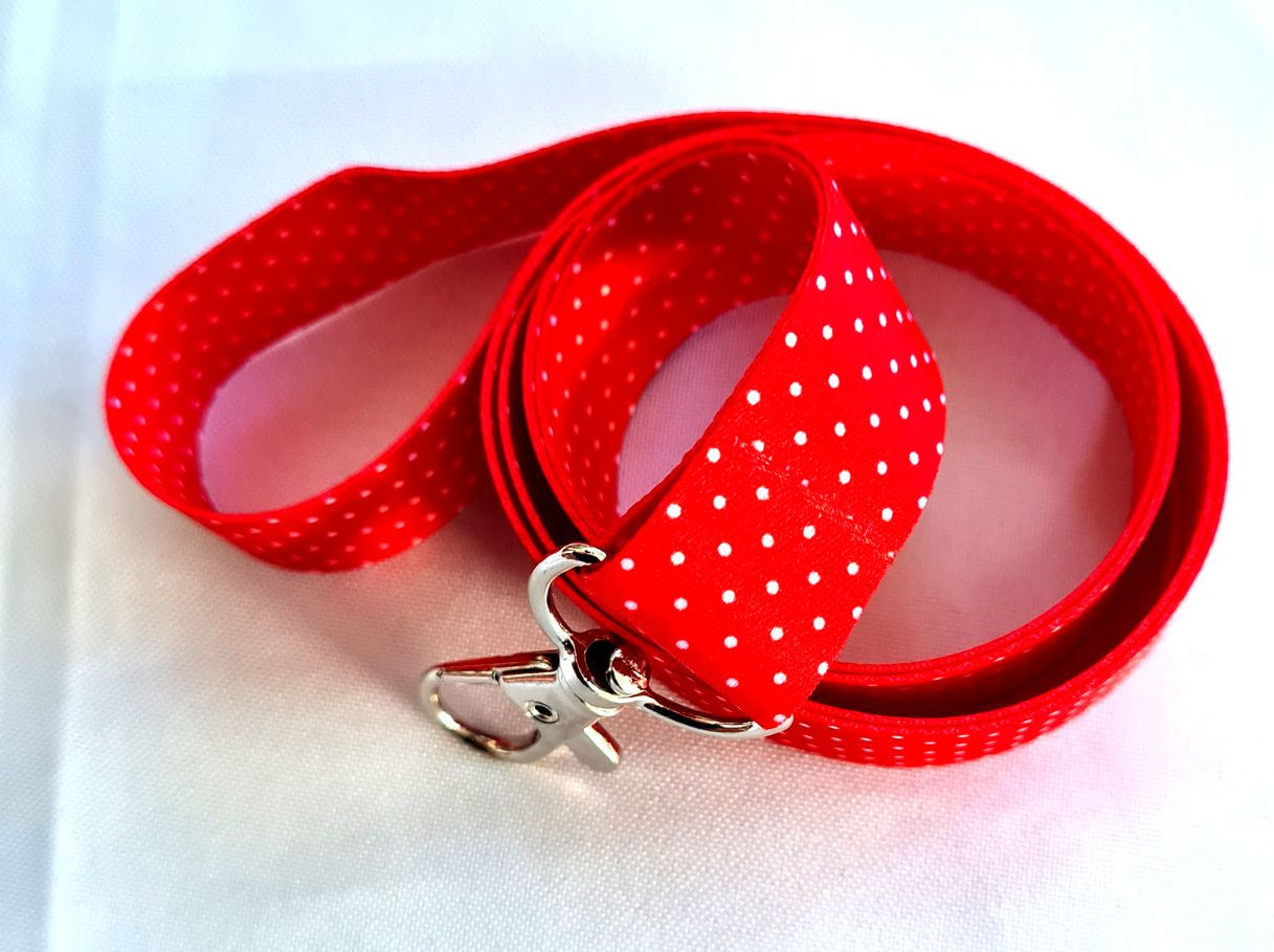 POLKA DOT RED printed lanyard 20mm for ID & keys.