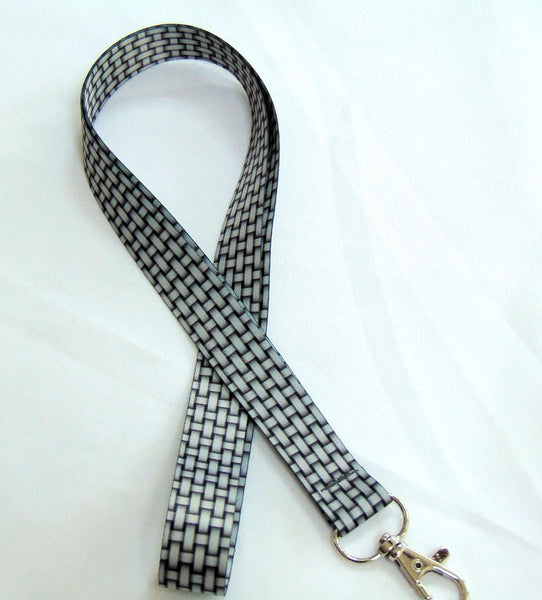 20mm silver grey lanyard with a printed weave effect pattern