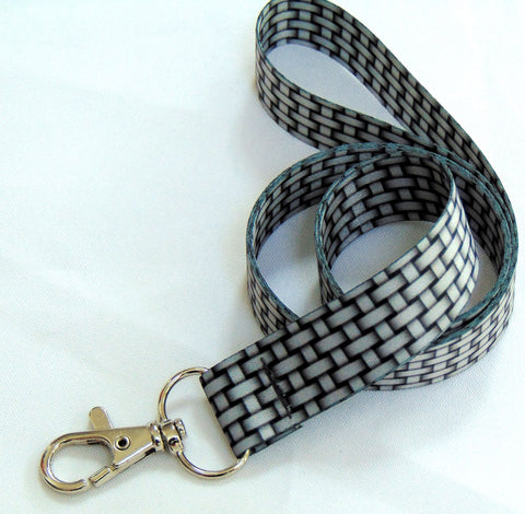 20mm silver grey lanyard with a printed weave effect pattern