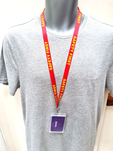 SAFETY FIRST printed 15mm lanyard for ID, keys, etc. Free UK post.