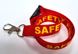 SAFETY FIRST printed 15mm lanyard for ID, keys, etc. Free UK post.
