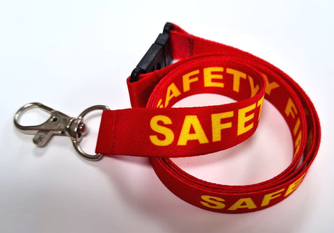 SAFETY FIRST printed 15mm lanyard for ID, keys, etc. Free UK post.