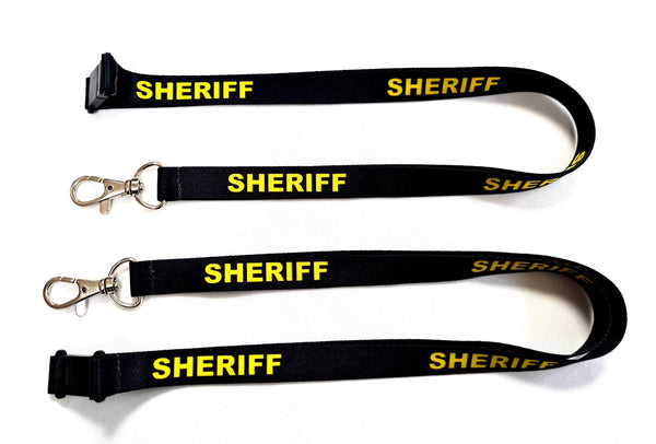 SHERIFF print 15mm lanyard for ID, keys, etc. Free UK post.