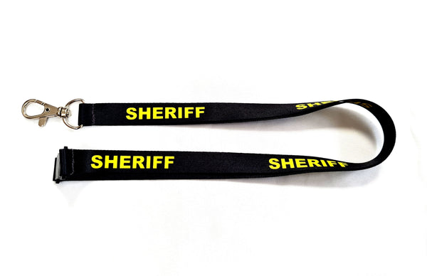 SHERIFF print 15mm lanyard for ID, keys, etc. Free UK post.
