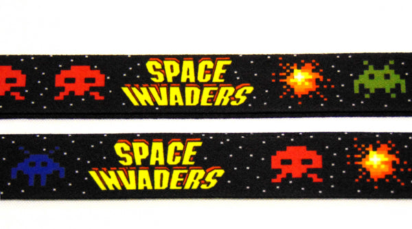 SPACE INVADERS retro printed lanyard 20mm for ID & keys