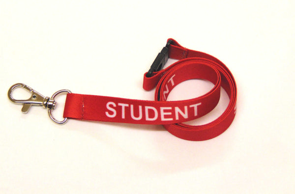STUDENT (red) with safety breakaway - printed lanyard 15mm