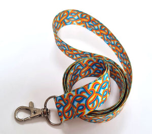SWIRLING RIBBONS multicolour printed 20mm lanyard for ID, keys, etc.