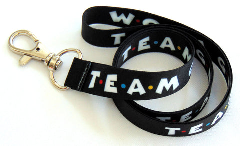 TEAM GROOM 15mm neck strap lanyard for ID & keys. Made in UK. Free UK postage.