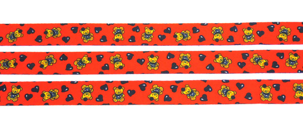 Teddy Bear and Hearts (red) printed lanyard 20mm