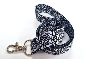 TRIANGLES - line art printed 20mm lanyard Free UK post.