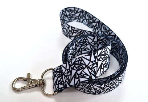 TRIANGLES - line art printed 20mm lanyard Free UK post.