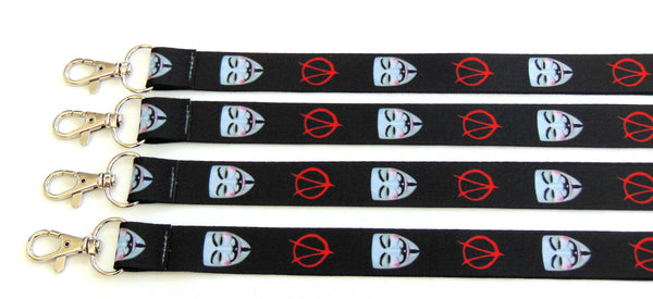 V FOR VENDETTA retro printed lanyard 20mm for ID & keys