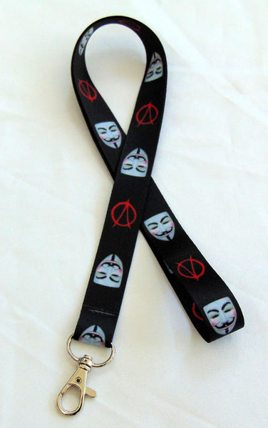 V FOR VENDETTA retro printed lanyard 20mm for ID & keys