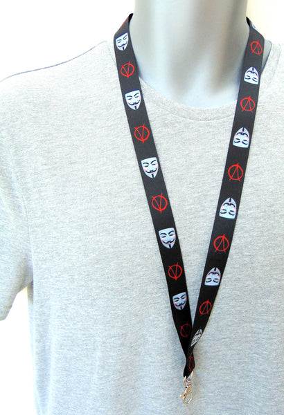 V FOR VENDETTA retro printed lanyard 20mm for ID & keys