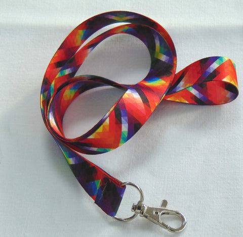 VECTOR DIAMONDS bright neck strap lanyard for ID, keys etc. Free UK postage