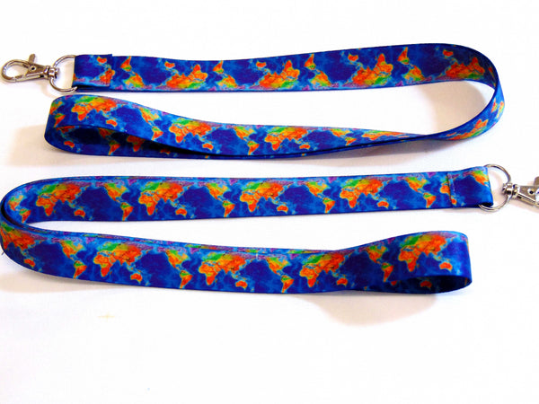 WORLD MAP printed lanyard 20mm for ID & keys.
