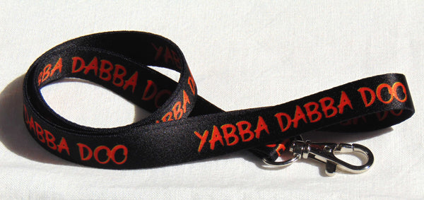 YABBA DABBA DOO print 15mm lanyard for ID, keys, etc. Free UK post.