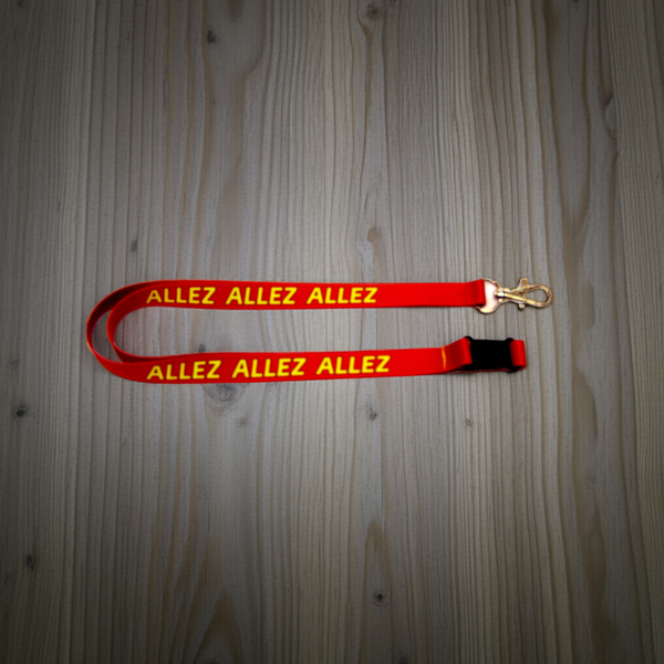 ALLEZ, ALLEZ, ALLEZ print 15mm lanyard for ID, keys, etc. Free UK post.