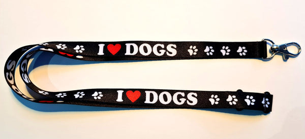 I Love Dogs lanyard (black) 15mm