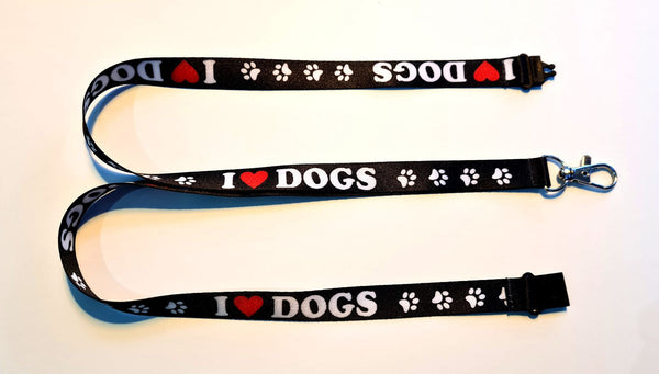 I Love Dogs lanyard (black) 15mm