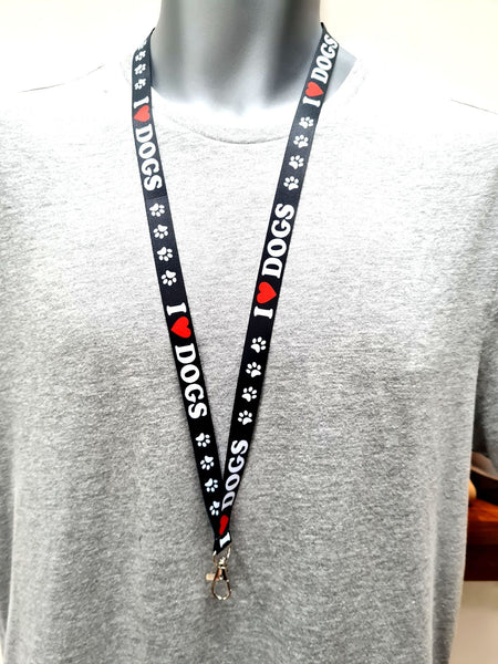 I Love Dogs lanyard (black) 15mm