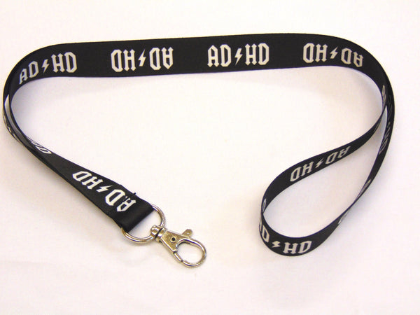AD/HD black/white neck strap lanyard 20mm