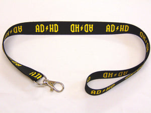 AD/HD black/yellow neck strap lanyard 20mm