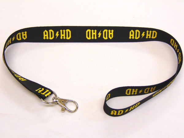 AD/HD black/yellow neck strap lanyard 20mm