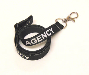 AGENCY (black) 15mm lanyard with safety breakaway printed