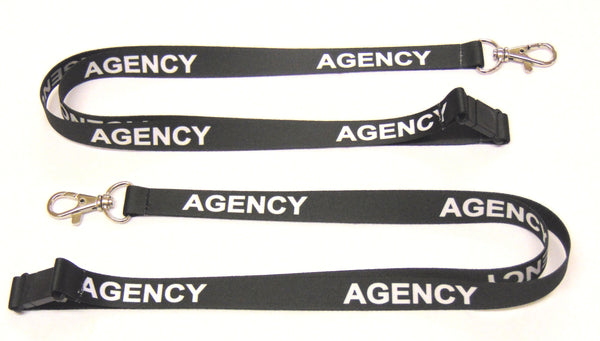 AGENCY (black) 15mm lanyard with safety breakaway printed