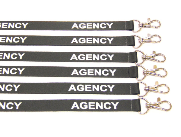 AGENCY (black) 15mm lanyard with safety breakaway printed