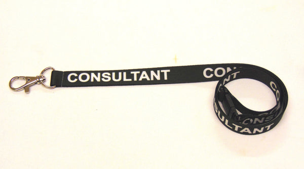 CONSULTANT (black) printed lanyard 15mm with safety breakaway