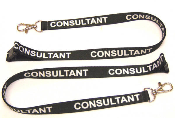CONSULTANT (black) printed lanyard 15mm with safety breakaway